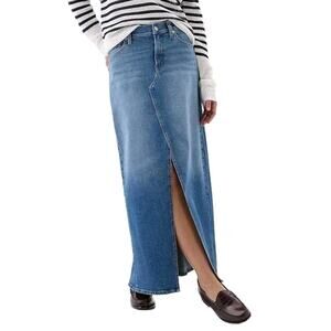 GAP Denim Maxi Skirt Medium Wash Womens Blue Jean Front Slip Long Skirt | 10 EUC
